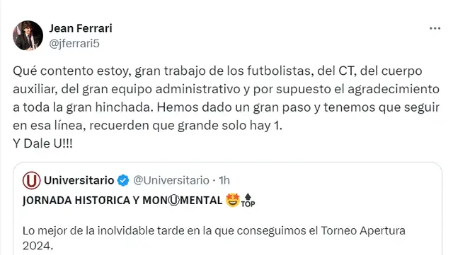 Jean Ferrari, Universitario