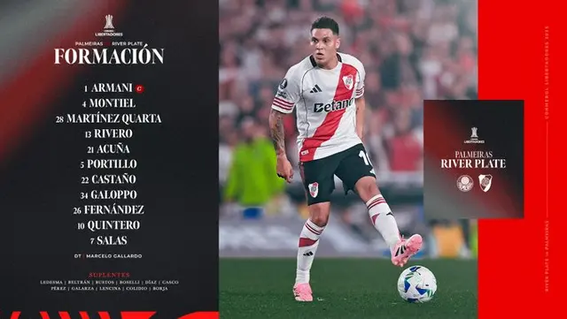 Formación de River Plate vs. Palmeiras. Formación de River Plate vs. Palmeiras.