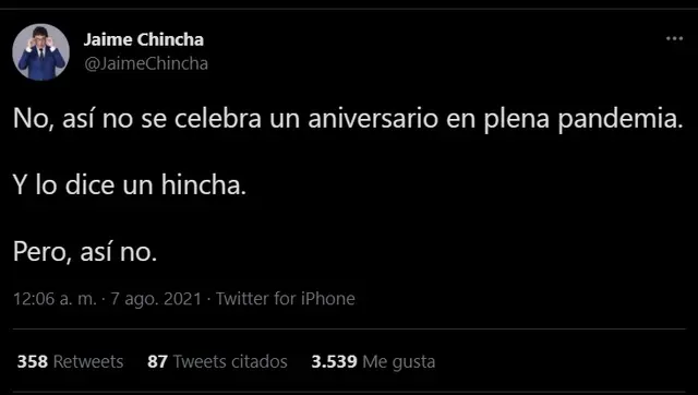 Jaime Chincha y su molestia con hinchas de la U