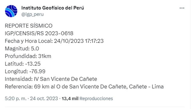 temblor en lima