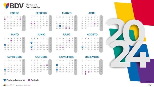 calendario bancario 2024 venezuela