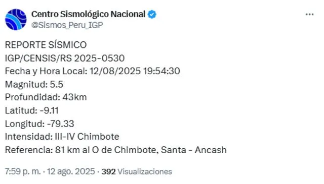 temblor hoy