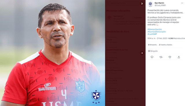 Dulio Cisneros será el DT de San Martín.
