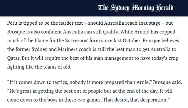 Alex Brosque sobre Graham Arnold.