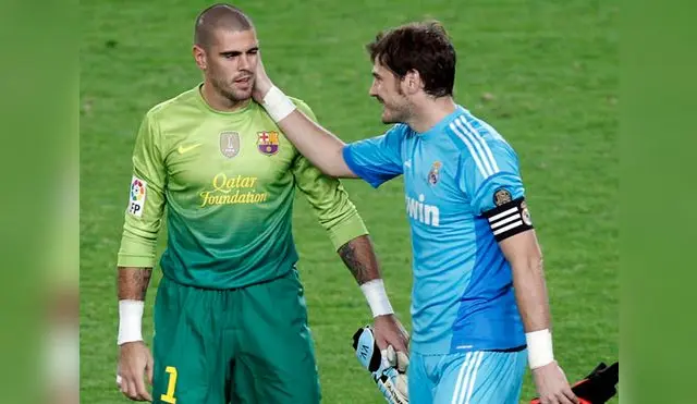 Víctor Valdés con Iker Casillas en un clásico Real Madrid vs. Barcelona.