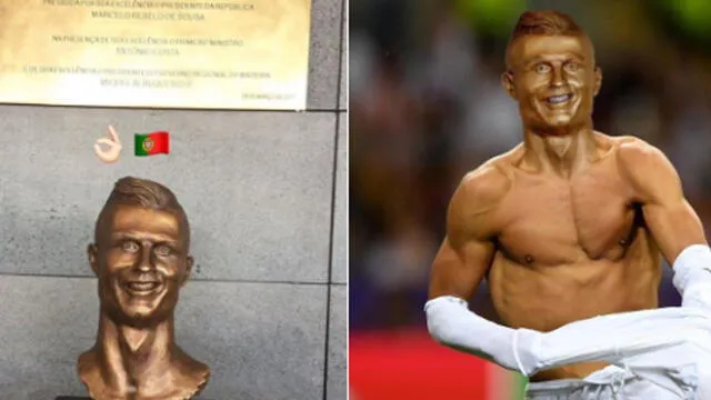 Cristiano Ronaldo fue víctima de "despiados" memes tras develarse un busto suyo en Portugal.