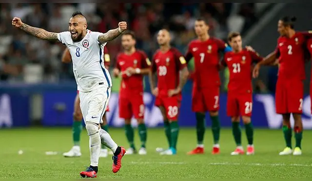 Arturo Vidal celebra el pase a la final de la Copa Confederaciones.