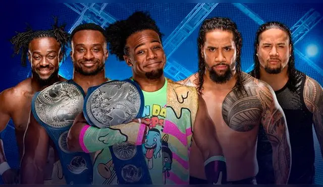 En WWE Hell in a Cell 2017, The New Day vs. Los Usos por el Campeonato en Parejas de SmackDown. Foto WWE