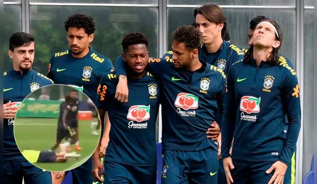 Fred tuvo que abandonar el campo de juego por una lesión.
