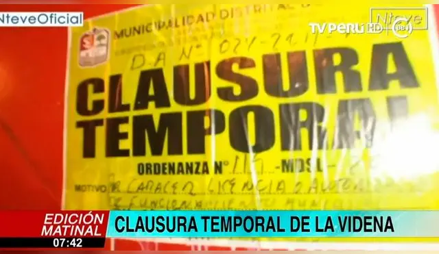 VIDENA es clausurada de manera temporal por incumplir las licencias. Captura: TV Perú