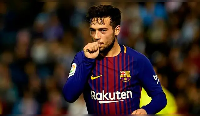 José Arnaiz celebra un gol con el Barcelona.