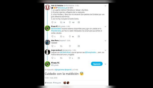 Universitario │ Alianza Lima: Twitter, Molinos El Pirata trolea hinchas con supuesta cuenta │ FOTOS