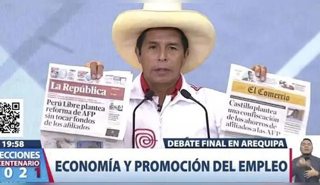 Pedro Castillo participó del debate presidencial organizado por el JNE.