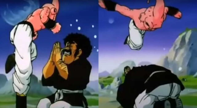 Mr. Satán demostró sus habilidades al esquivar a Majin Buu Mr. Satán demostró sus habilidades al esquivar a Majin Buu