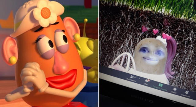 Profesora se vuelve viral por dictar clases con filtro de papa en Zoom