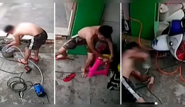 Hombre salva su propia vida tras escapar de fuerte descarga eléctrica - VIDEO