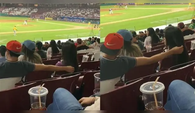 Joven es captado acariciando el cabello a mujer de al lado de la que sería su novia
