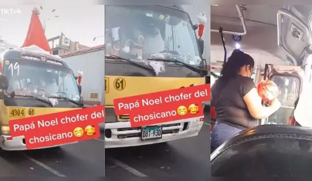 Viral: chofer se vistió de Papá Noel y colocó un gorro navideño a su vehículo - VIDEO