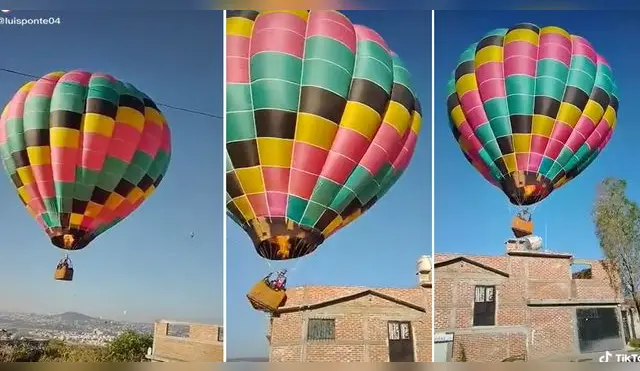 Un globo aerostático impactó contra una vivienda y se llevó un tanque de agua a su paso