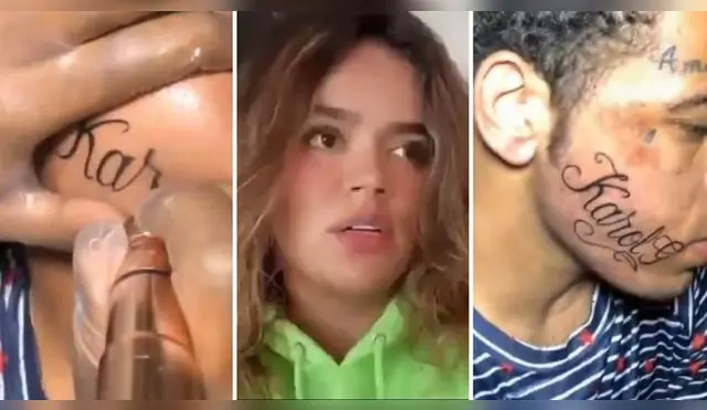 Fanático se tatuó nombre de Karol G en la mejilla.