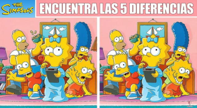 Encuentra las 5 diferencias en la imagen más famosa de Los Simpson. Encuentra las 5 diferencias en la imagen más famosa de Los Simpson.