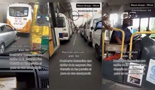 Viral: Bomberos denuncian que bus de transporte público les cerró el paso - VIDEO