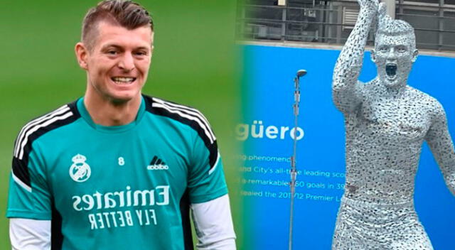 Toni Kroos trolea al 'Kun' por su estatua en el Etihad Stadium