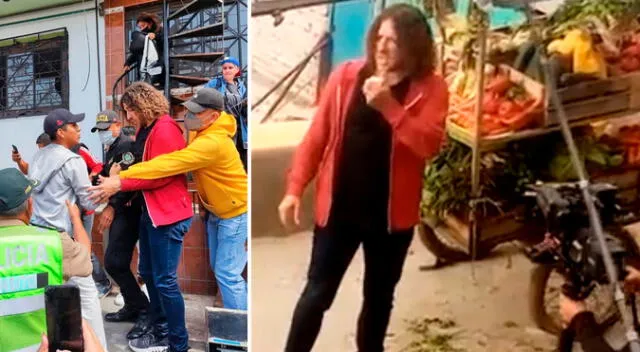 Carles Puyol grabando un comercial en San Juan de Lurigancho.