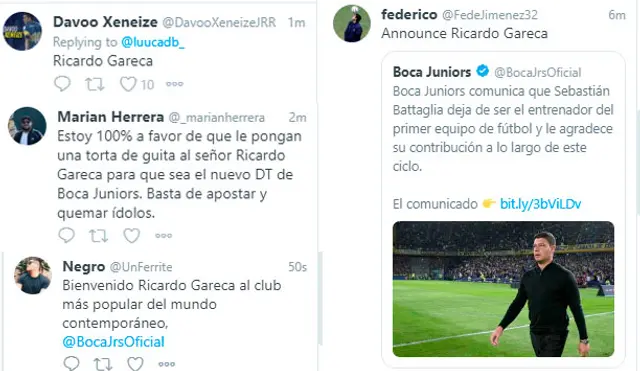 Hinchada de Boca Juniors pide a Ricardo Gareca como DT.   