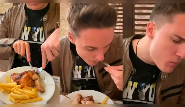 Mira la reacción de un joven español al probar por primera vez un pollo a la brasa.