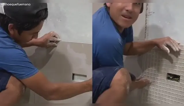 Joven hizo mal el corte de la cerámica y ahora la colocó al revés