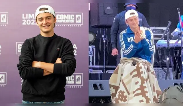 Noah Schnapp utiliza la popular 'frazada tigre' para combatir el frío limeño