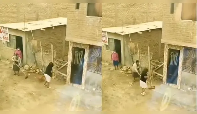 Guerra de vecinas con canción de Linkin Park: señoras barren y se echan la basura - VIDEO