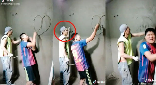 TikTok: Albañil enamorado deja mensaje de amor en pared que había terminado de tarrajear su compañero