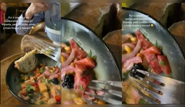 TikTok: peruana pide ceviche en Polonia y se lo sirven con fresas y moras - VIDEO