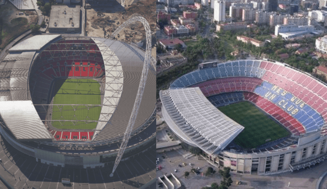 El Camp Nou y el Wembley tienen una capacidad de 99 mil y 90 mil espectadores respectivamente. El Camp Nou y el Wembley tienen una capacidad de 99 mil y 90 mil espectadores respectivamente.