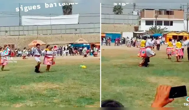 Joven dejó atrás la vergüenza y continuó danzando a pesar de sufrir un problema.