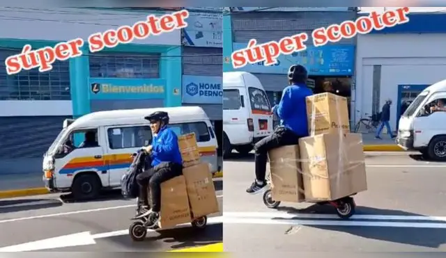 TikTok: joven usa pequeño scooter como transporte carga y se ahorra el taxi - VIDEO