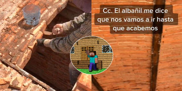 El techo de este albañil fue comparado con Minecraft. El techo de este albañil fue comparado con Minecraft.
