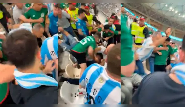 Hinchas argentinos y mexicanos se agarran a golpes en la tribuna del estadio en Qatar