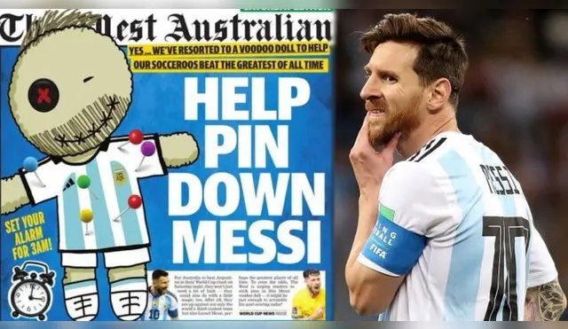 Diario de Australia tuvo la idea de realizarle un muñeco vudú a Messi en la portada.