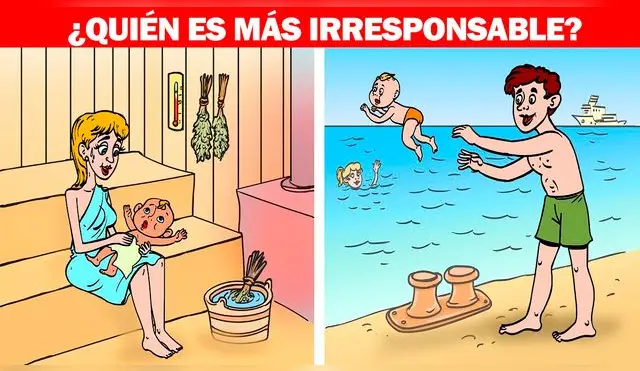 Observa con atención ambas escenas y responde: ¿Qué padre es más irresponsable?