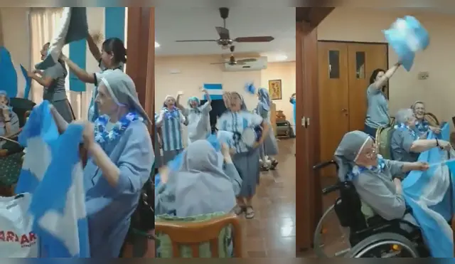 Con chicharras, banderolas, y platillos improvisados las hermanas celebraban el triunfo de su selección.