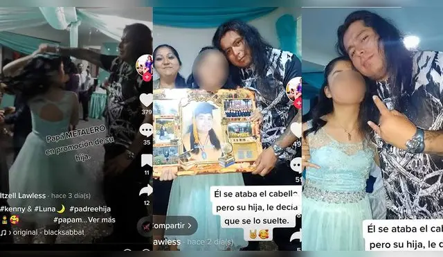 Un papá metalero fue la atracción en la fiesta de promoción de su hija.
