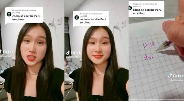 La joven asiática sorprendió al pronunciar y escribir 'Perú' en chino.