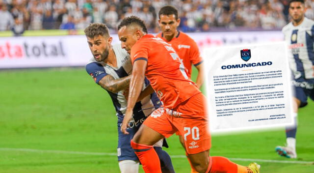 César Vallejo lanzó fuerte comunicado contra el arbitraje en el partido ante Alianza Lima