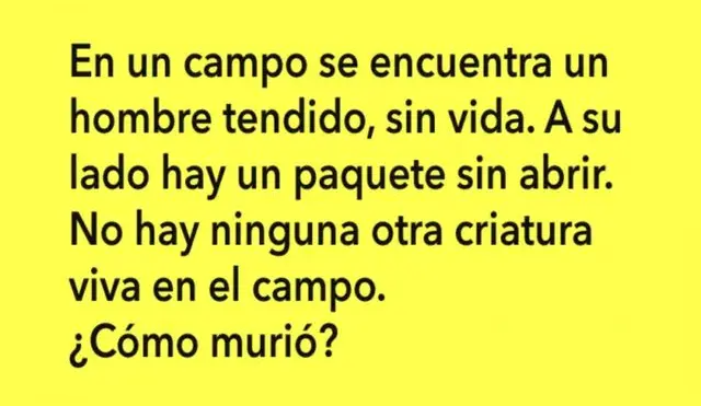 Responde correctamente la interrogante de este complejo acertijo.