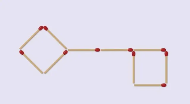 Mueve 4 cerillos y consigue formar 3 cuadrados perfectos en 30 segundos. Mueve 4 cerillos y consigue formar 3 cuadrados perfectos en 30 segundos.