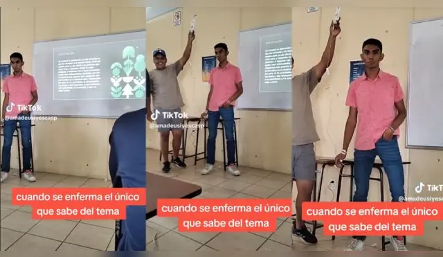 Alumno expone materia enfermo y con suero para sacarse su 20