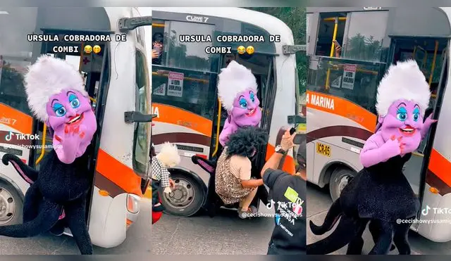 Ursula de 'La Sirenita' protagoniza video viral al convertirse en cobradora de Combi.